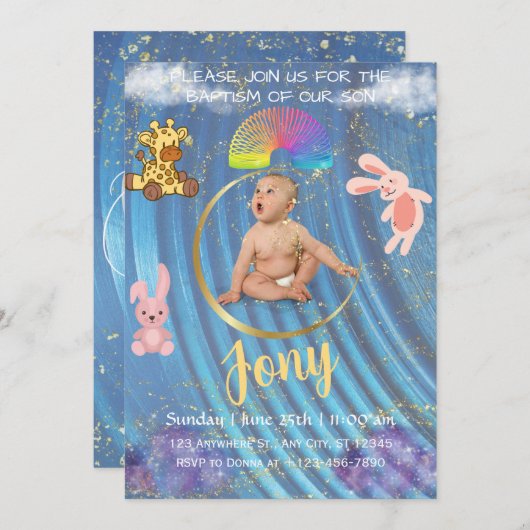 Une simple invitation bleue. (Devant / Derrière)