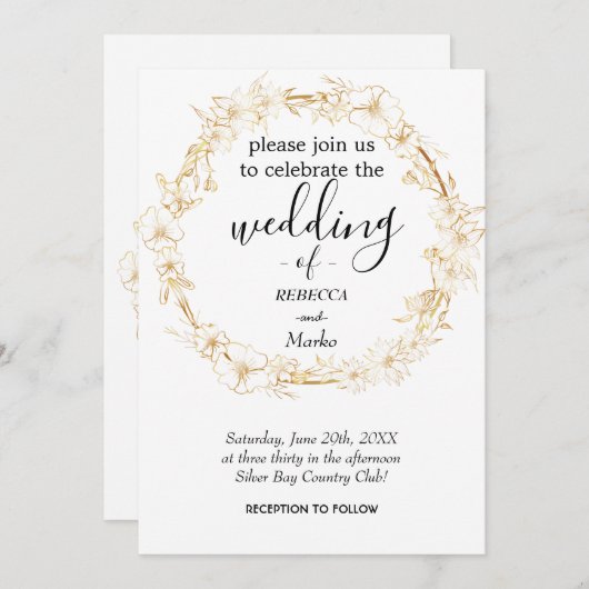 Une simple invitation en or blanc pour vous (Devant / Derrière)