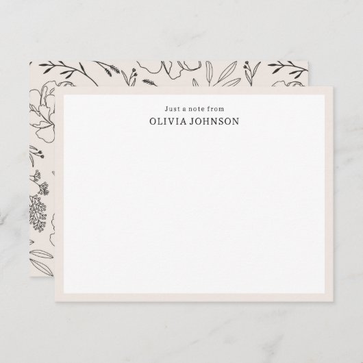 Une simple note de la carte de notes de fleurs de (Devant / Derrière)