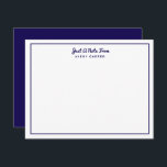 Une simple note de la carte noire de la Marine noi<br><div class="desc">Just A Note carte de note bleu marine foncé et blanc. Inclut le nom,  la bordure et le dos bleu solide.</div>