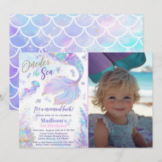 Une Sirène de mer Photo Anniversaire Invitation