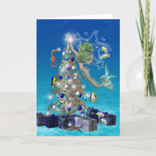 Une Sirène Magique Noël. Carte de Noël