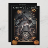 Une sorcière et son chat Invitation de la fête d'H (Devant / Derrière)