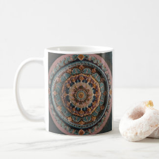 Une tasse à café avec un design de mandala esthéti
