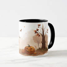 Une tasse avec un motif orange d'Halloween