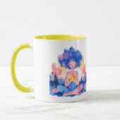 Une tasse avec une fille en position lotus. (Gauche)