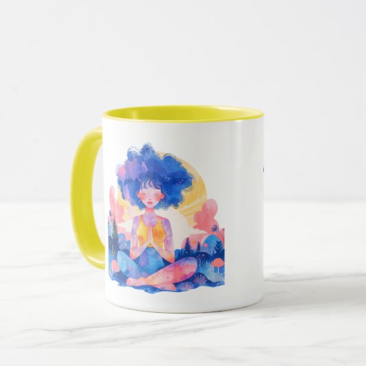Une tasse avec une fille en position lotus. (Devant gauche)