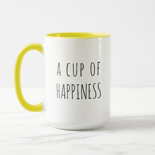 "Une tasse de bonheur", tasse de typographie moder (Gauche)