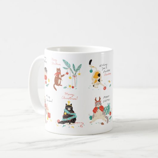 Une tasse de Noël au thème du chat (Devant gauche)