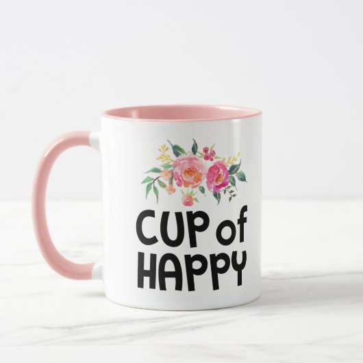 Une tasse de poignée florale heureuse de rose de (Gauche)