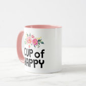 Une tasse de poignée florale heureuse de rose de (Devant gauche)