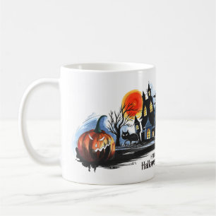 Une tasse d'impression d'aquarelle à thème Hallowe