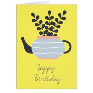 Une théière moderne simple au pastel plante