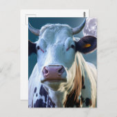 Une vache et la carte postale de la lune (Devant / Derrière)