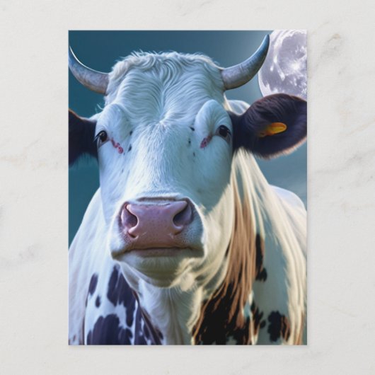 Une vache et la carte postale de la lune (Devant)