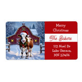 Une vache festive à Santa Hat Pays Étiquette de No (Devant)