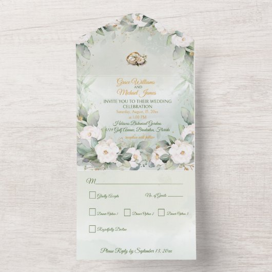 Une verdure gracieuse en un mariage Invitation (À l'intérieur)