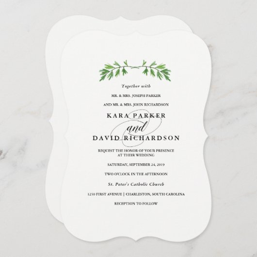Une verdure simple | Faire-part de mariage minimal (Devant / Derrière)
