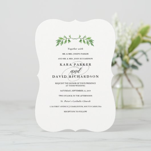 Une verdure simple | Faire-part de mariage minimal (Debout devant)