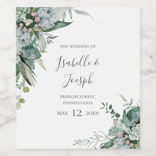 Une verdure succulente | Étiquette de vin Mariage (Étiquettes simples)