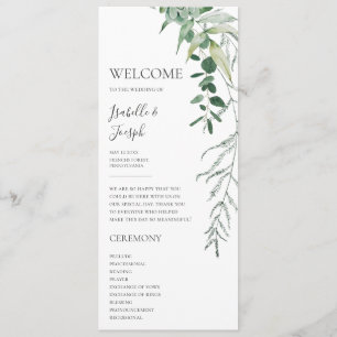 Une verdure succulente Programme de mariage plat