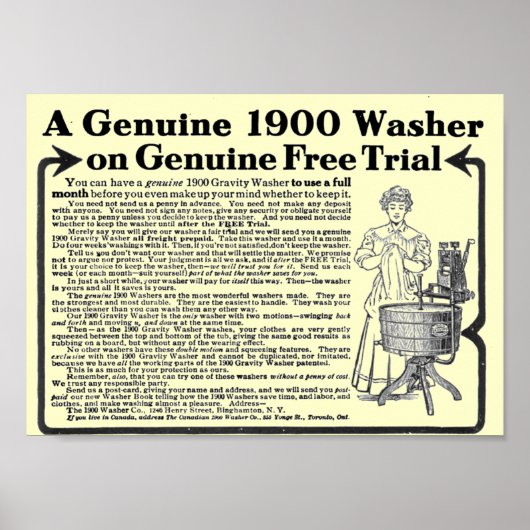 Une véritable affiche de Washer de 1900 (Devant)