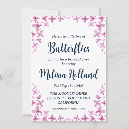 une vie de papillons nuptiale invitation à la douc (Devant)