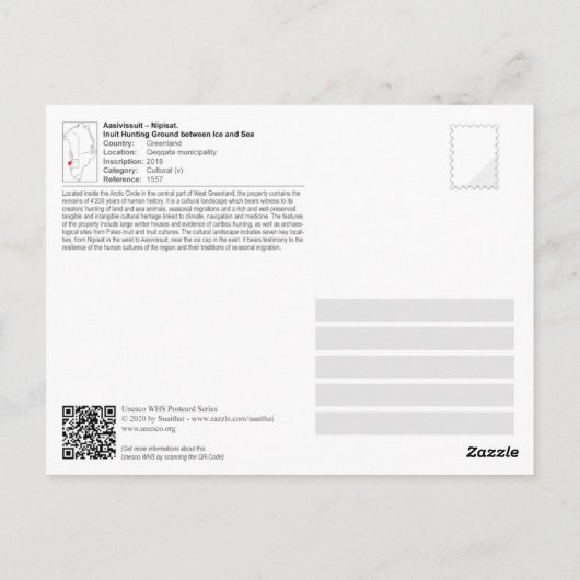 UNESCO WHS - Aasivissuit - Nipisat Briefkaart (Achterkant)