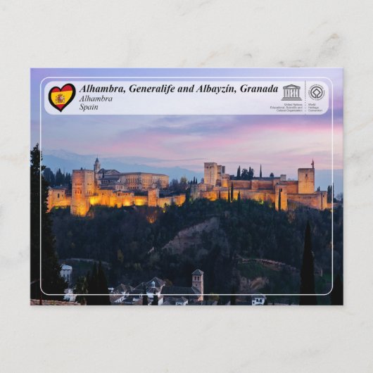UNESCO WHS - Alhambra, Granada Briefkaart (Voorkant)