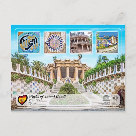UNESCO WHS - Antoni Gaudí - Park Güell Briefkaart (Voorkant)