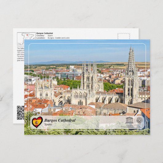 UNESCO WHS, Burgos Kathedraal / Kathedraal de Burg Briefkaart (Voorkant / Achterkant)