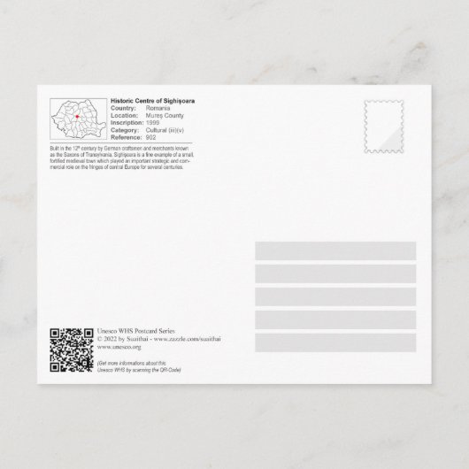 UNESCO WHS - Historisch centrum van Sighisoara Briefkaart (Achterkant)