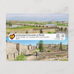 UNESCO WHS - Puente Romano en Alcazaba van Mérida Briefkaart