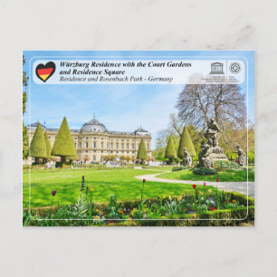 UNESCO - Würzburg Verblijf bij het Hof Tuinen Briefkaart