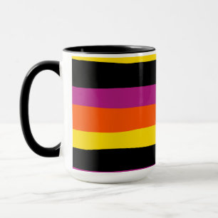 Uneven strepen - zwart, roze, Oranje en geel Mok