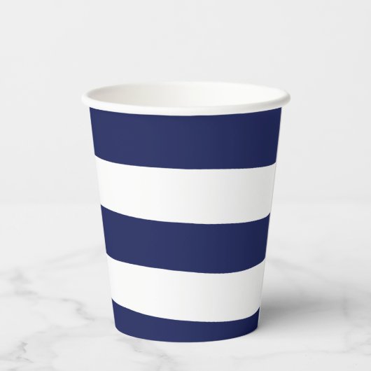 Uneven Stripes - blauw en wit Papieren Bekers (Achterkant)