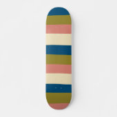 Uneven Stripes - Blauw, Olijfgroen, Roze en Cream Skateboard (Voorkant)