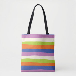 Uneven Stripes - Blauw, Oranje, Paars, groen en Draagtas
