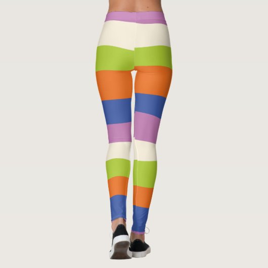 Uneven Stripes - Blauw, Oranje, Paars, groen en Leggings (Achterkant)