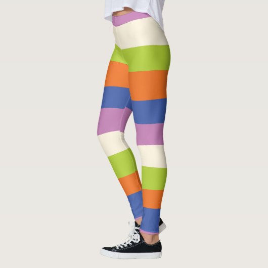 Uneven Stripes - Blauw, Oranje, Paars, groen en Leggings (Links)