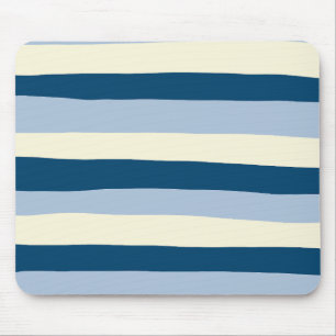 Uneven Stripes - Donkerblauw, lichtblauw en crème Muismat