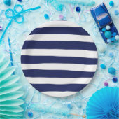 Uneven Stripes in blauw en wit Papieren Bordje (Feest)