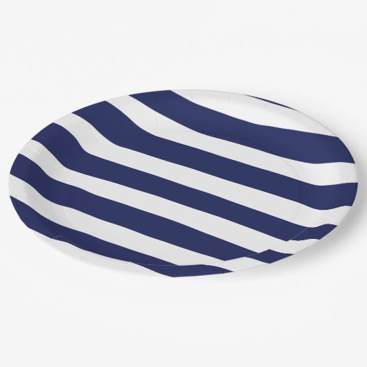 Uneven Stripes in blauw en wit Papieren Bordje (Gekanteld)