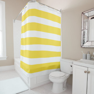 Uneven Stripes - Lemon Yellow en White Douchegordijn