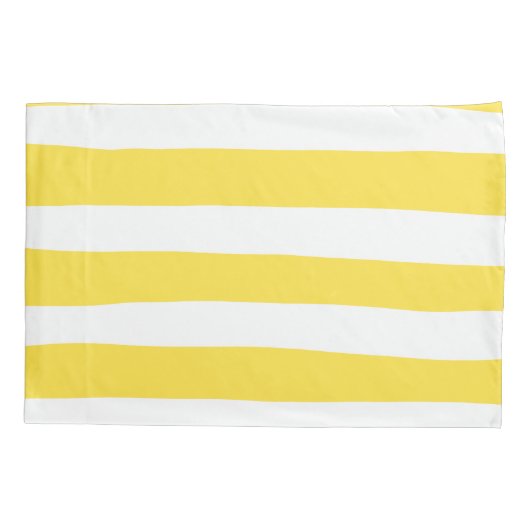 Uneven Stripes - Lemon Yellow en White Kussensloop (Achterkant-Links)