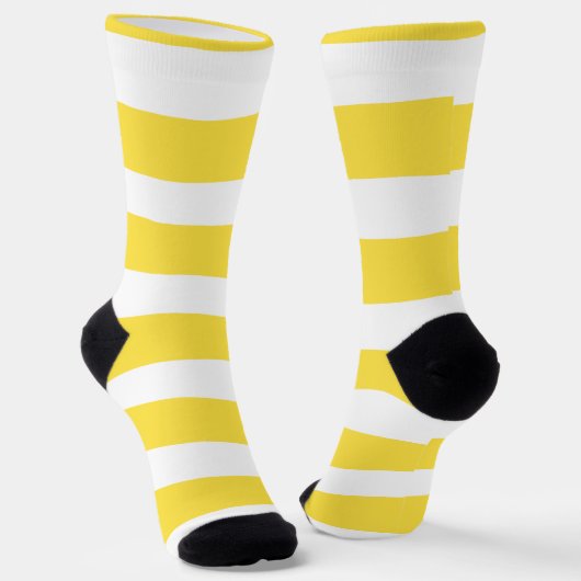 Uneven Stripes - Lemon Yellow en White Sokken (Gebogen)