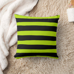 Uneven Stripes - Lime Green en Black Kussen