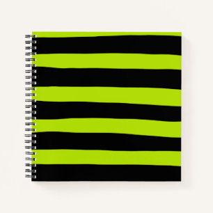 Uneven Stripes - Lime Green en Black Notitieboek