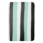 Uneven Stripes - Mint Green, White en Black Badmat (Voorkant Verticaal)