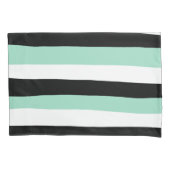Uneven Stripes - Mint Green, White en Black Kussensloop (Voorkant-Links)